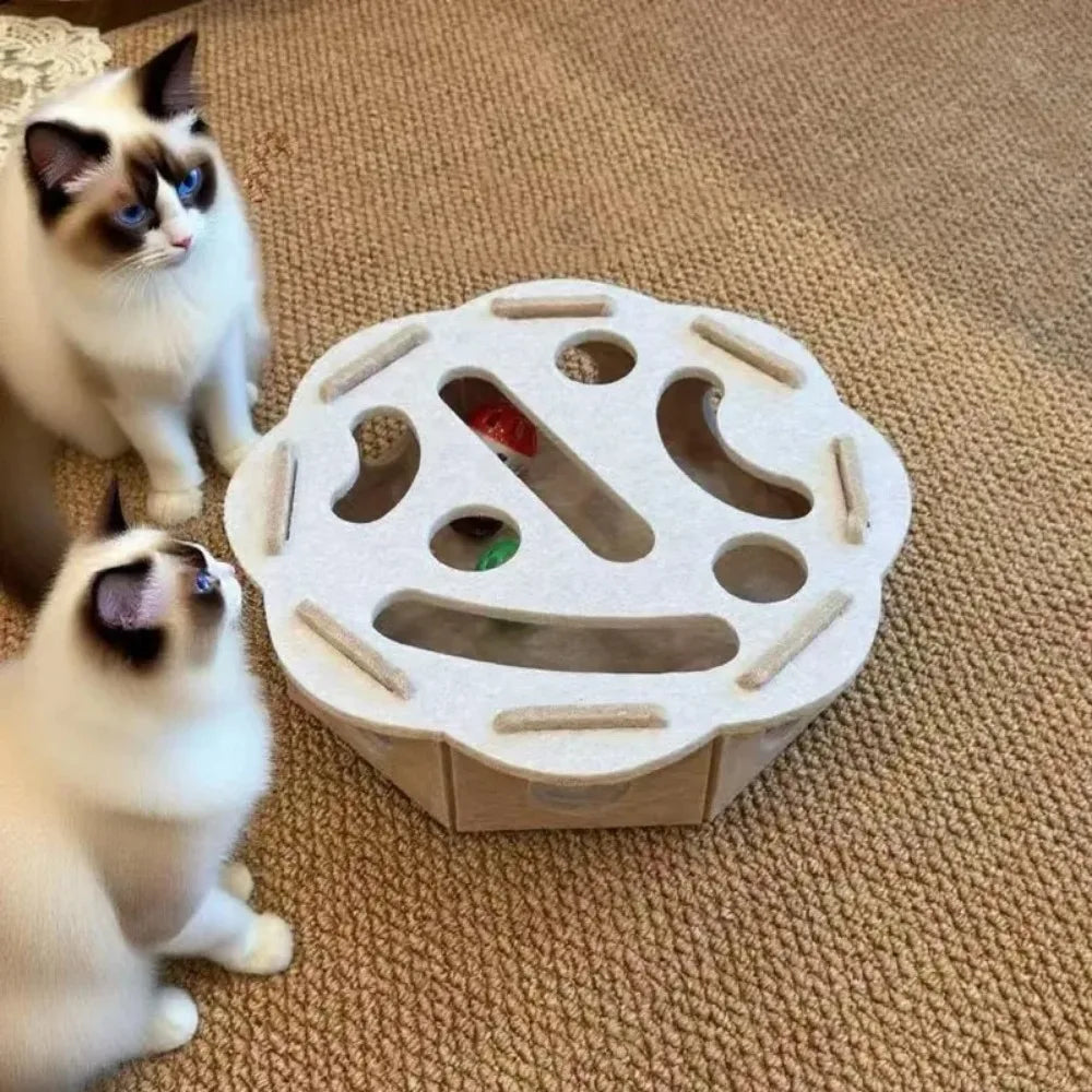 Felt Cat Puzzle Feeder with 3 Balls