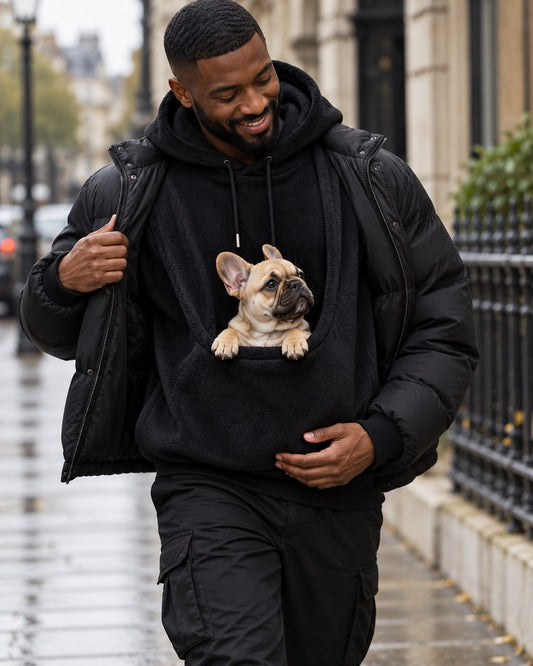 Hands-free pet carrier hoodie - lifestyle 1