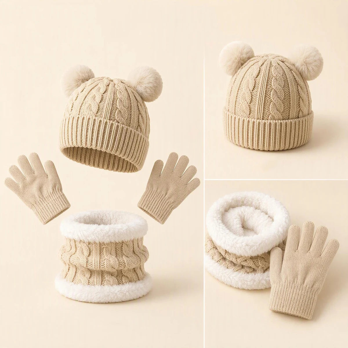 Kids' Knit Hat, Scarf & Gloves Set