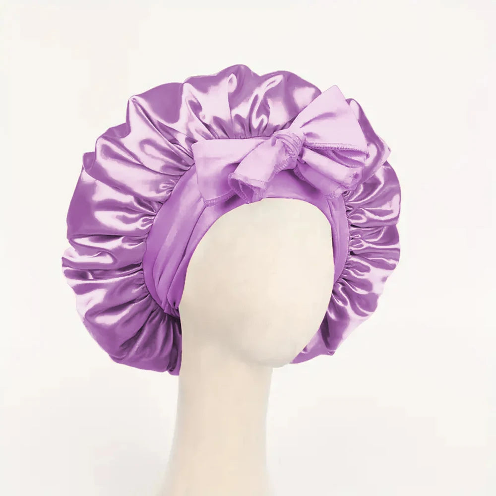 Satin Bonnet Silk Adjustable Bonne - Light Purple