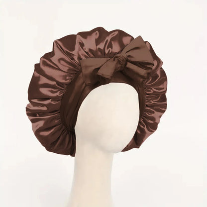 Satin Bonnet Silk Adjustable Bonne - Coffee