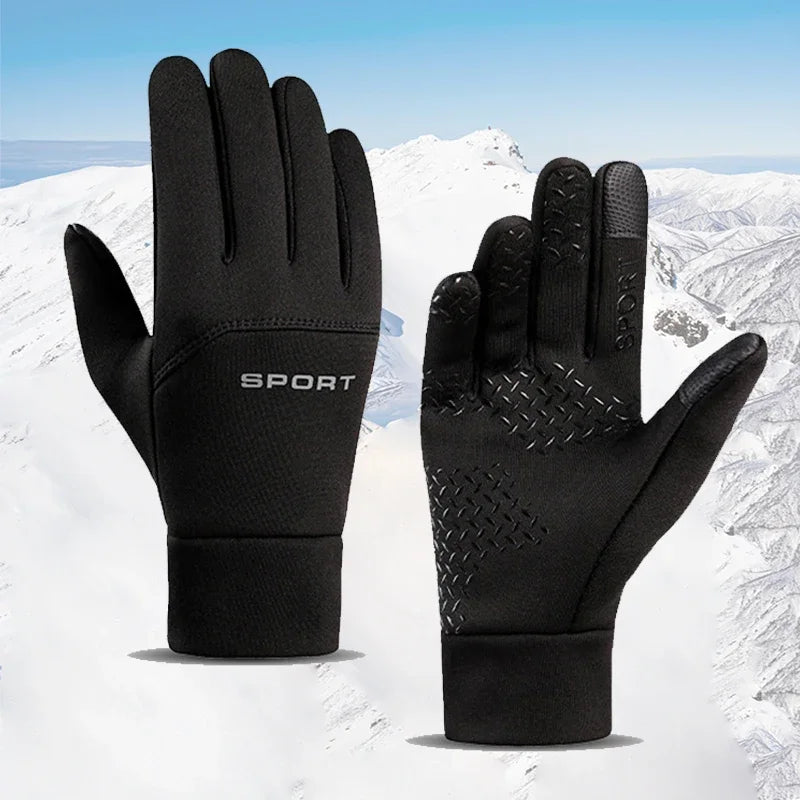 Windproof Touchscreen Sports Gloves - Black