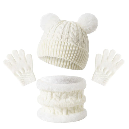 Kids' Knit Hat, Scarf & Gloves Set - White