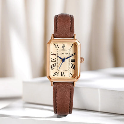 Retro Square Women's Watch Leather Strap