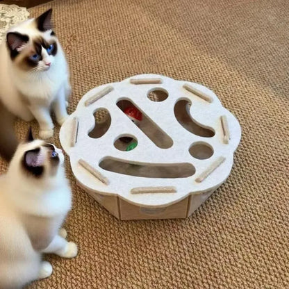 Felt Cat Puzzle Feeder with 3 Balls