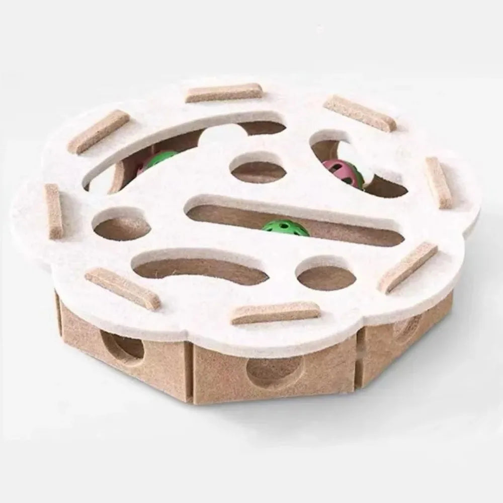 Felt Cat Puzzle Feeder with 3 Balls