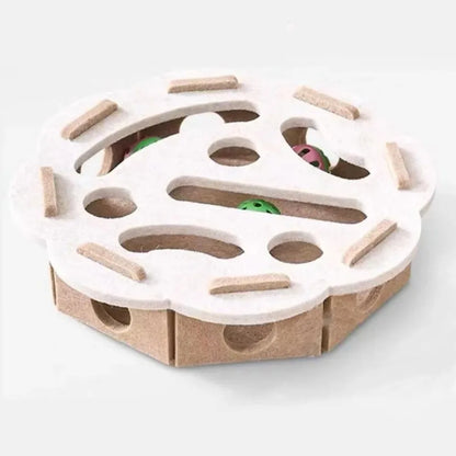Felt Cat Puzzle Feeder with 3 Balls