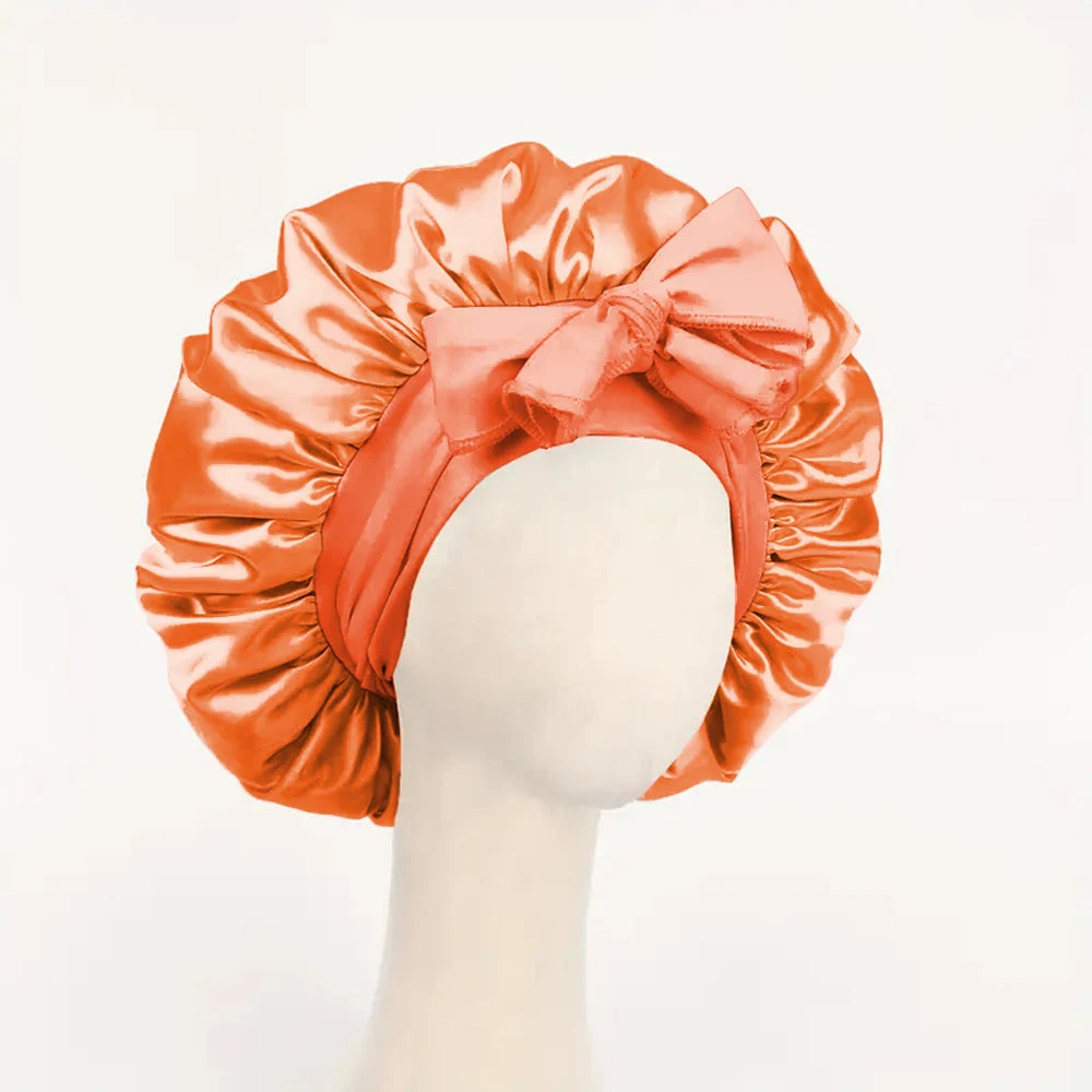 Satin Bonnet Silk Adjustable Bonne - Orange
