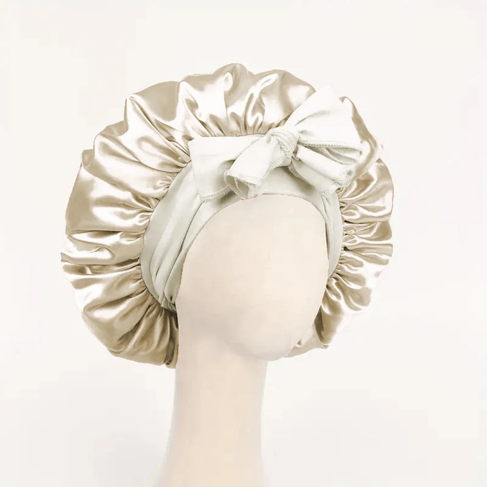 Satin Bonnet Silk Adjustable Bonne - Beige