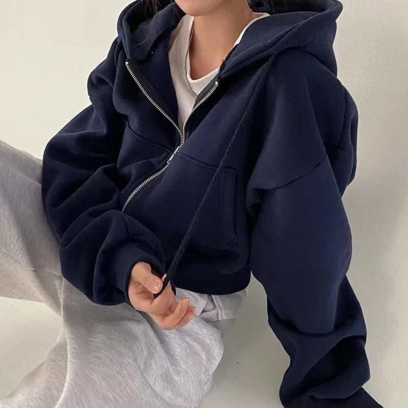 Women's Fleece-Lined Cropped Hoodie