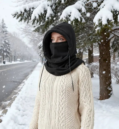 Knit Balaclava Hood with Drawstring