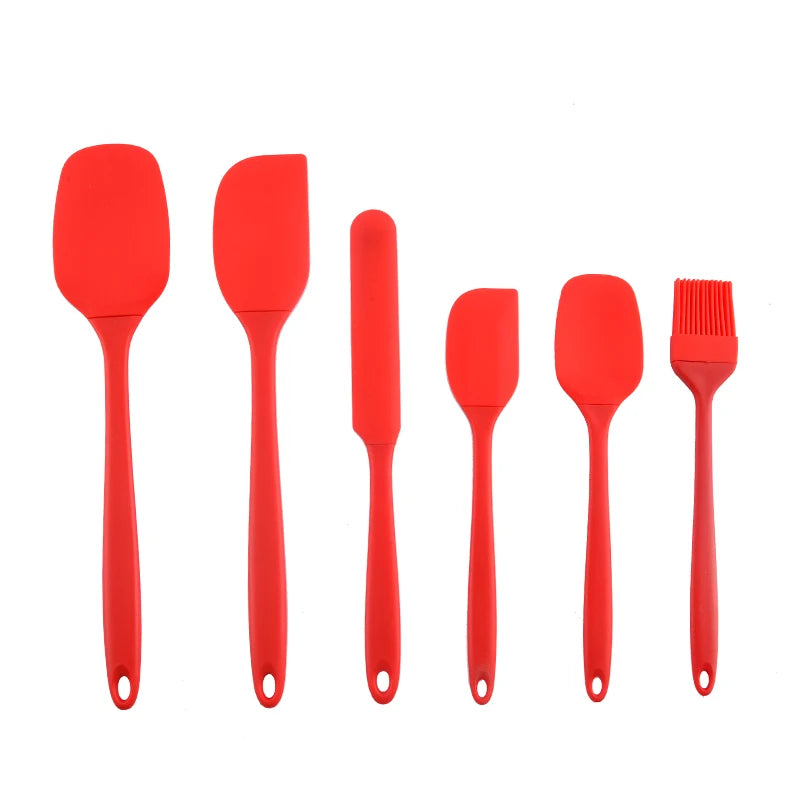 Silicone Kitchenware 6-piece Cream Scraper - Red Baking Set