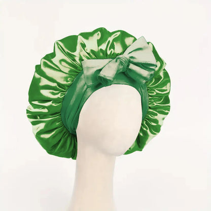 Satin Bonnet Silk Adjustable Bonne - Green