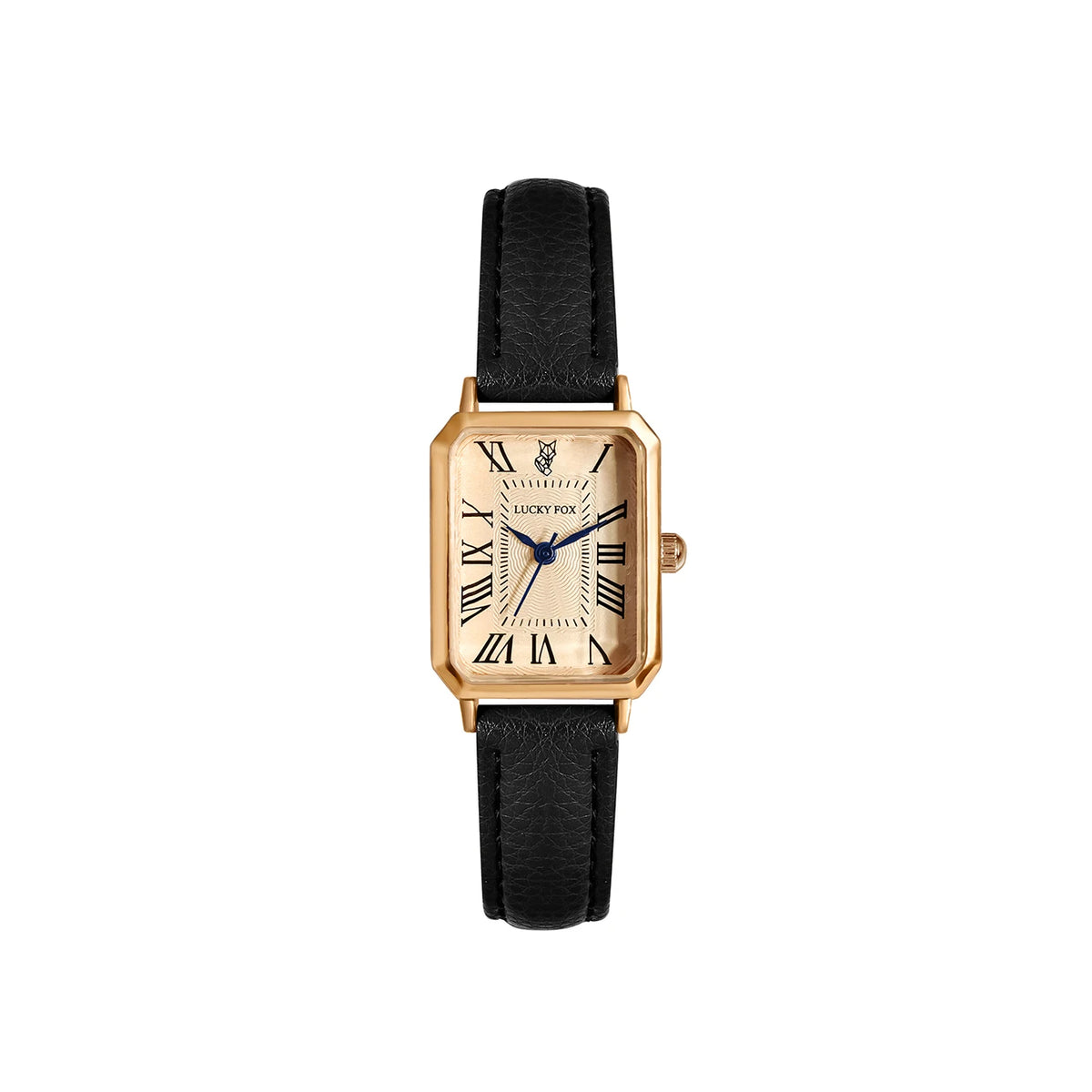 Retro Square Women's Watch Leather Strap - Black