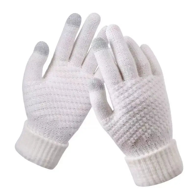 Knit Touchscreen Gloves - White