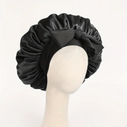 Satin Bonnet Silk Adjustable Bonne - Black