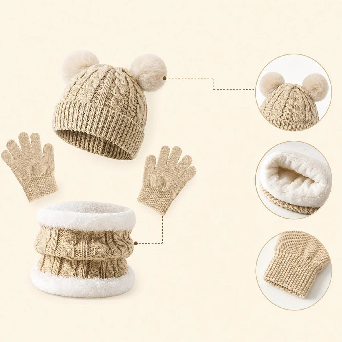 Kids' Knit Hat, Scarf & Gloves Set
