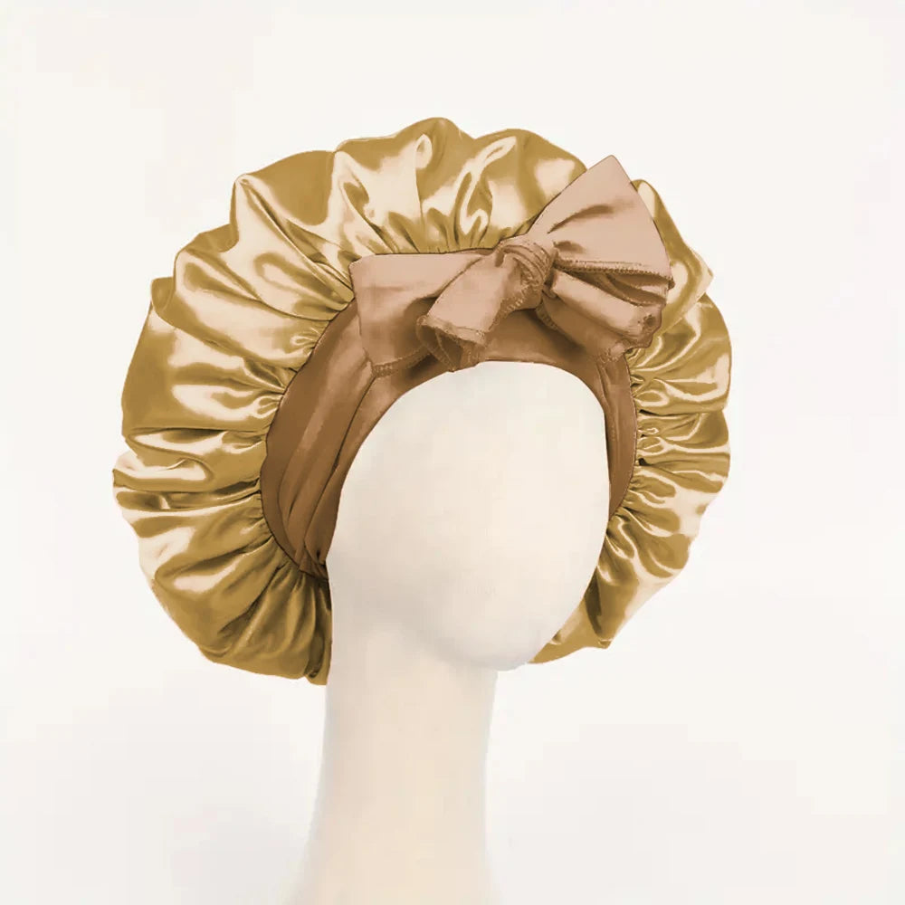Satin Bonnet Silk Adjustable Bonne - Khaki