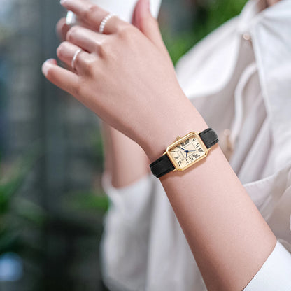 Retro Square Women's Watch Leather Strap