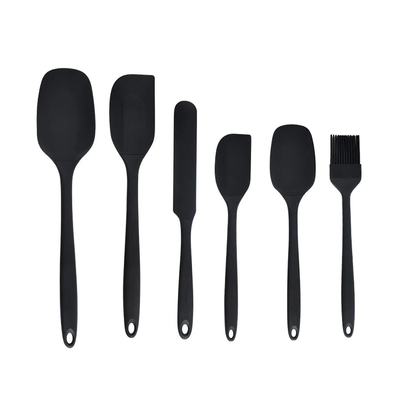Silicone Kitchenware 6-piece Cream Scraper - Black Baking Set