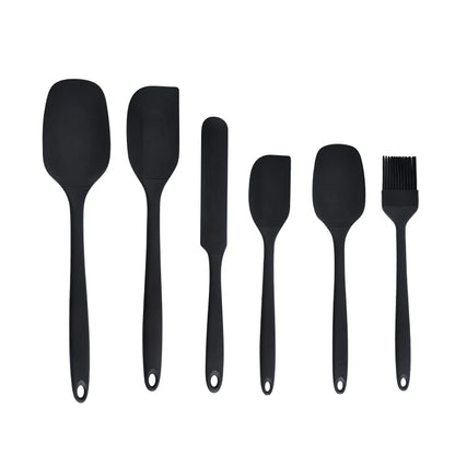 Silicone Kitchenware 6-piece Cream Scraper - Black Baking Set