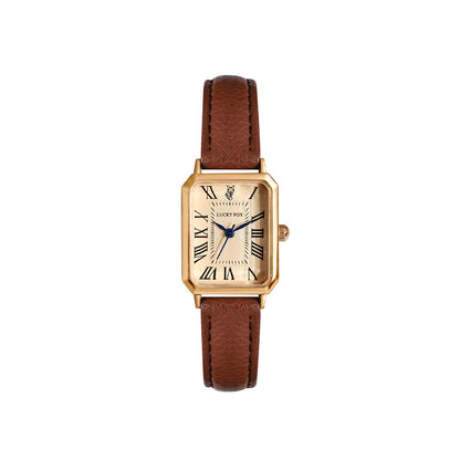 Retro Square Women's Watch Leather Strap - Brown