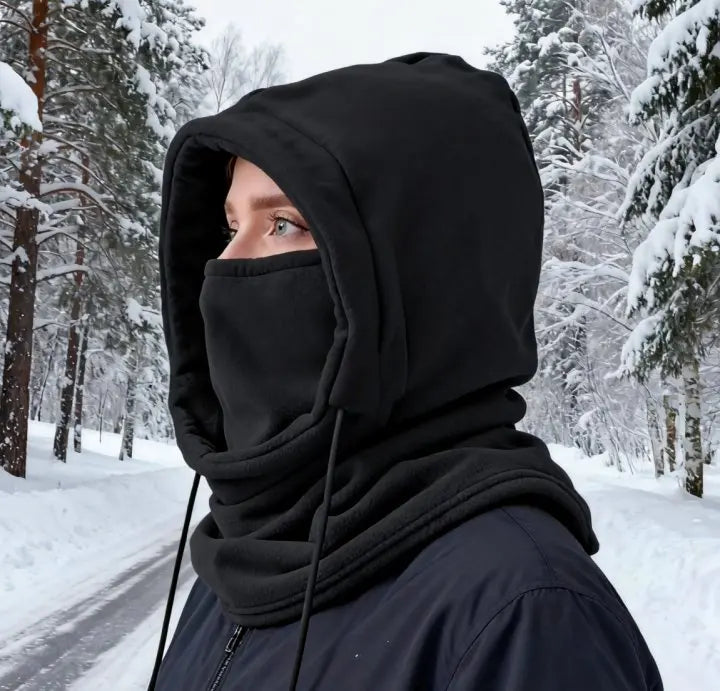 Knit Balaclava Hood with Drawstring