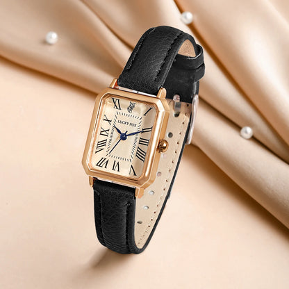 Retro Square Women's Watch Leather Strap