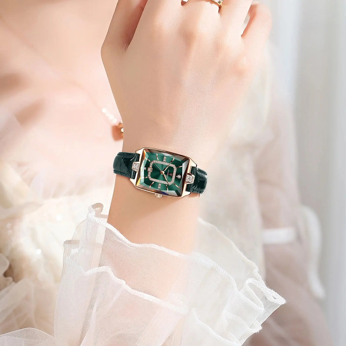 POEDAGAR Rectangle Women's Watch Rose Gold - Photo 4
