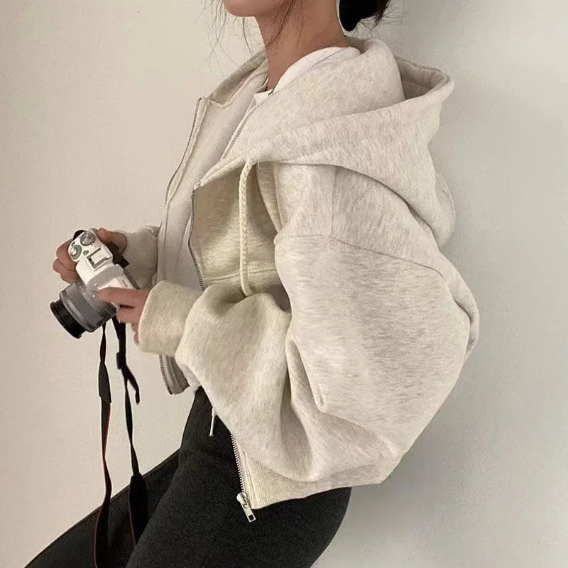 Women's Fleece-Lined Cropped Hoodie