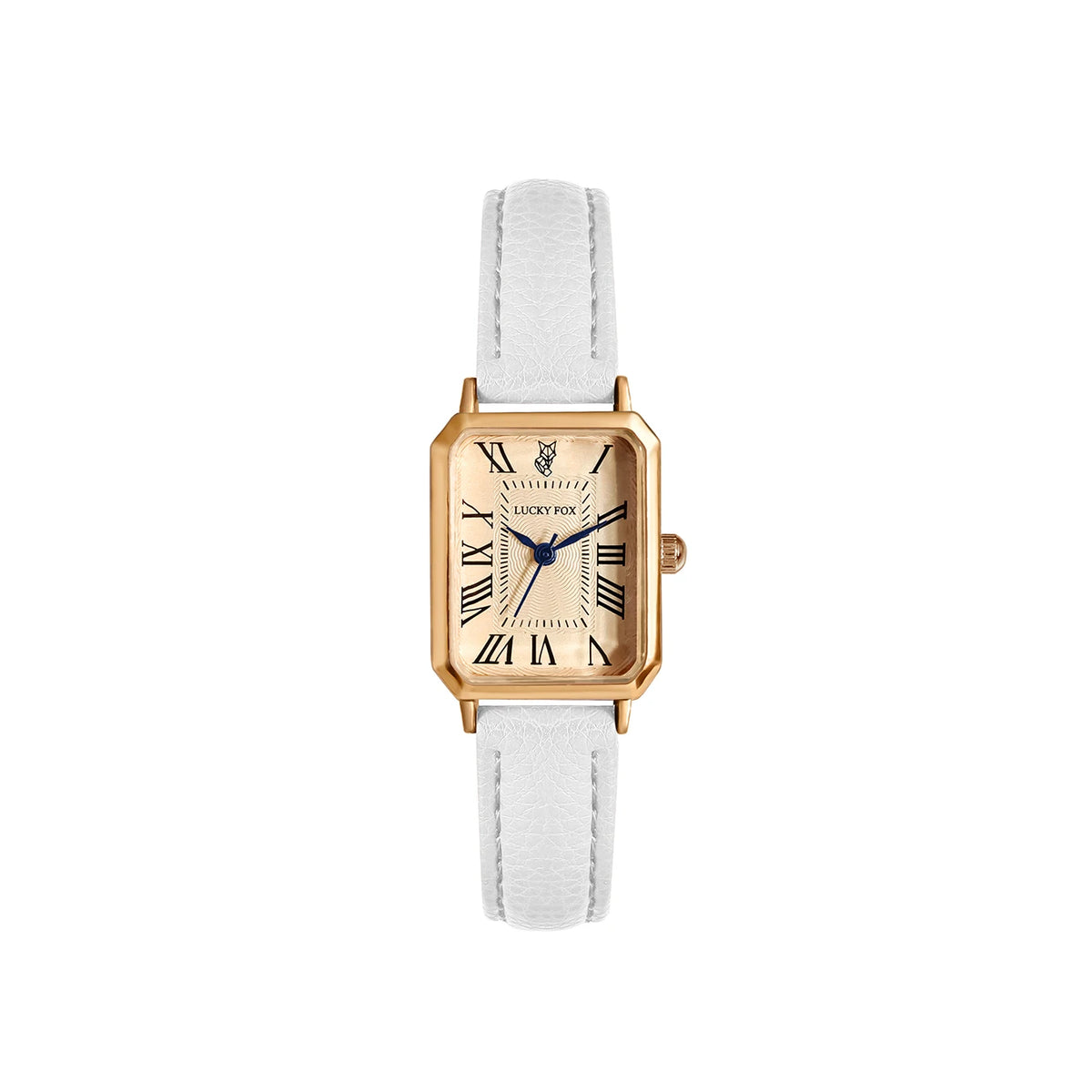 Retro Square Women's Watch Leather Strap - White
