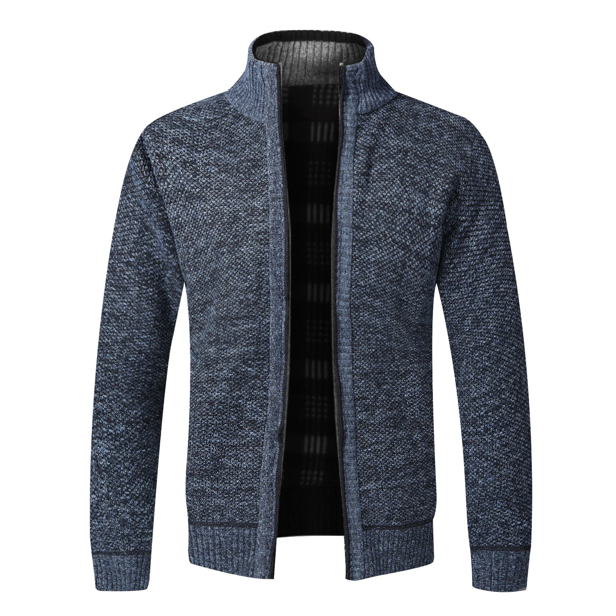 Men's Fleece-Lined Full-Zip Cardigan - Cardigan01 Blue