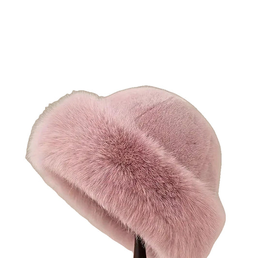 FluffCap Faux Fur Bucket Hat - Pink