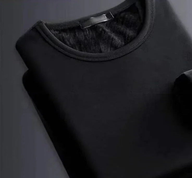 Men's Velvet-Lined Thermal Top - Black