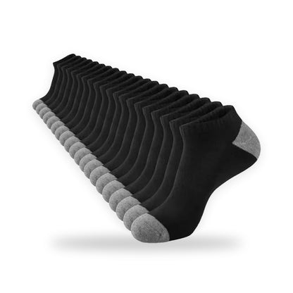StrideAir Men's Sports Socks – 10 Pairs - 5 Pairs Black, 10 Pairs Black B
