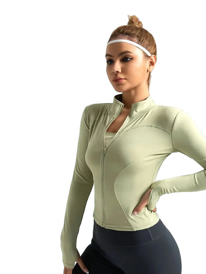 Women's Slim-Fit Zip Gym Jacket - Green