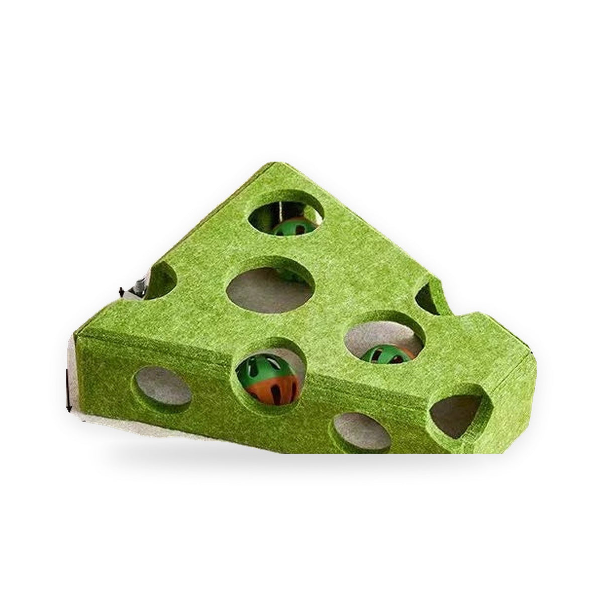 Felt Cat Puzzle Feeder with 3 Balls - Green Cheese