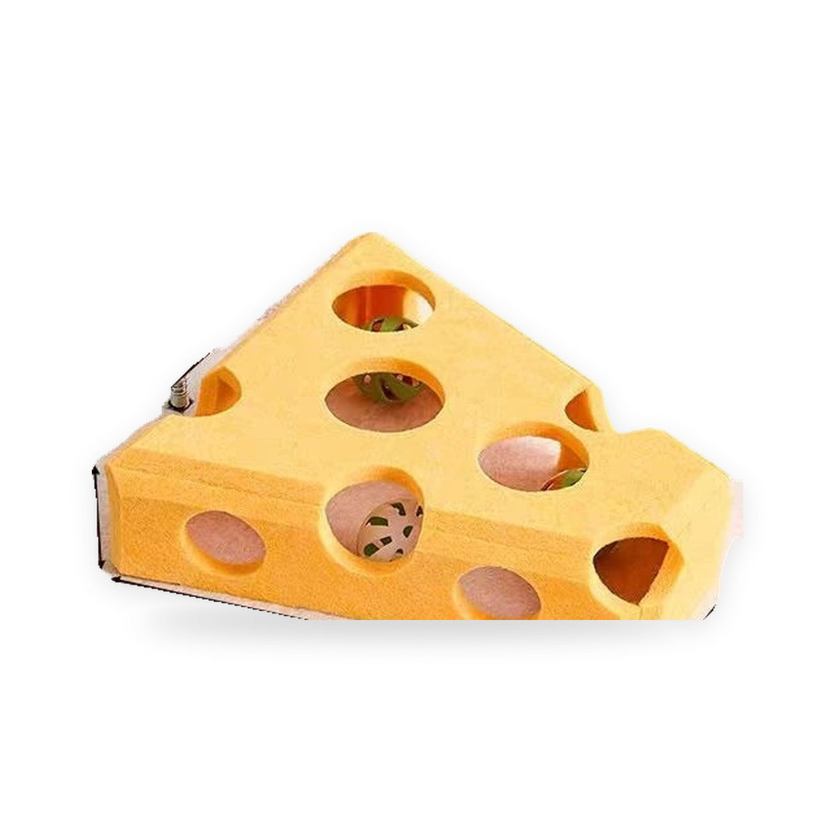 Felt Cat Puzzle Feeder with 3 Balls - Yellow Cheese
