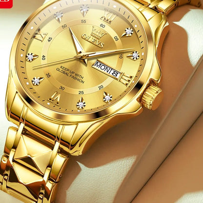 OLEVS 2906 Roman Numeral Bracelet Watch - Men's All Gold