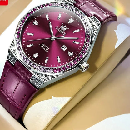 OLEVS 5606 Women's Crystal Bezel Watch