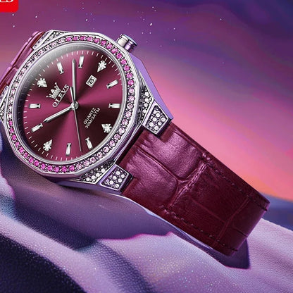 OLEVS 5606 Women's Crystal Bezel Watch