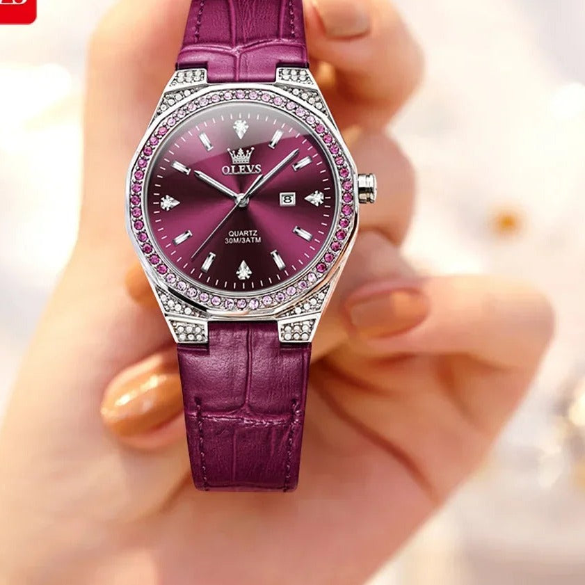 OLEVS 5606 Women's Crystal Bezel Watch