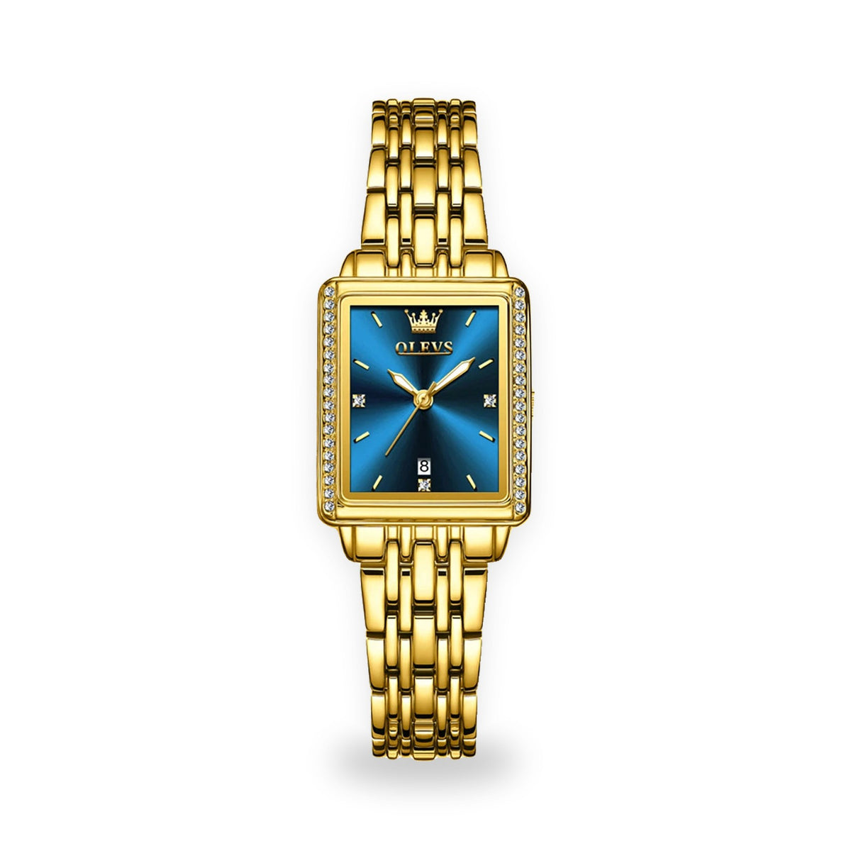 OLEVS 9995 Women's Gold Bracelet Watch - Blue Dial