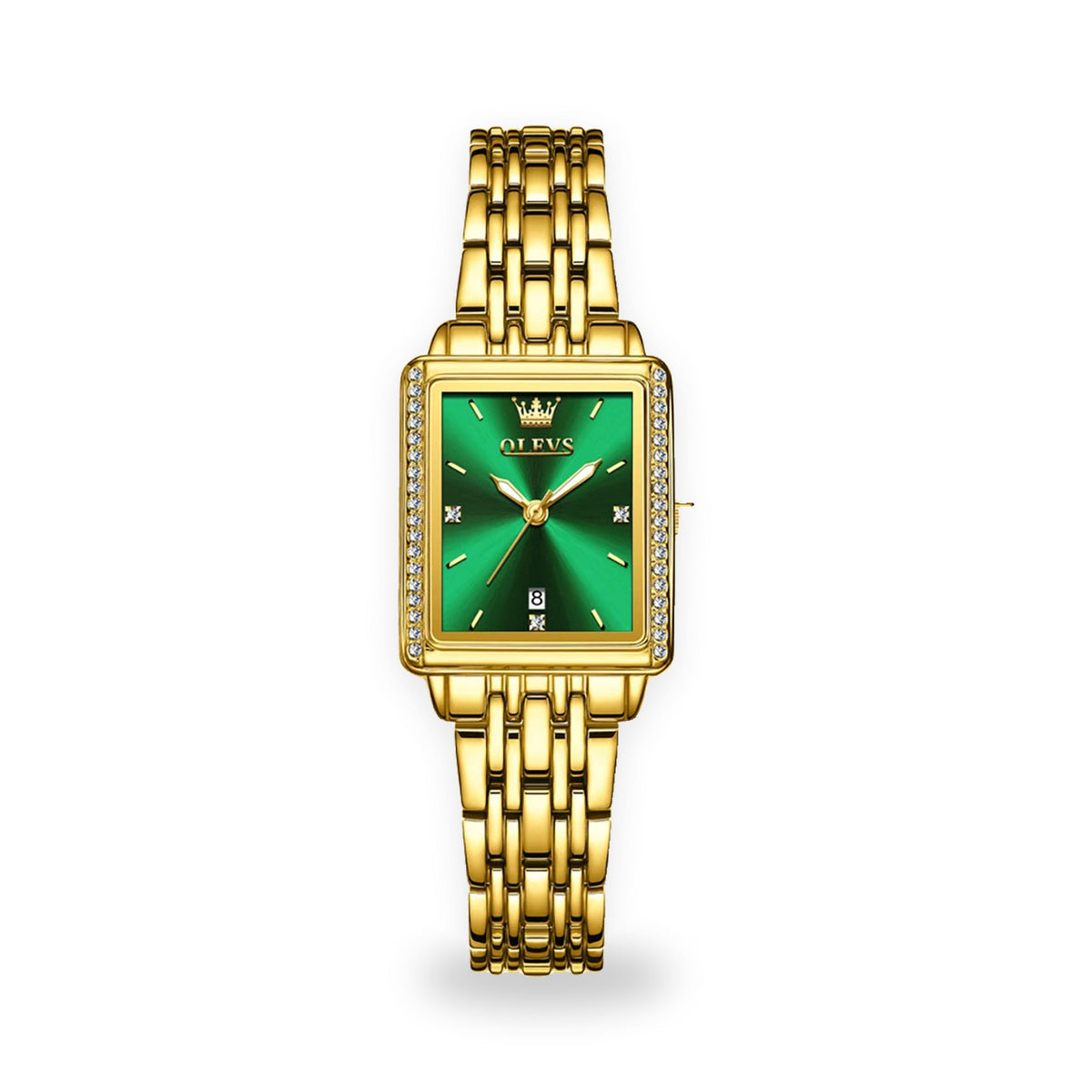 OLEVS 9995 Women's Gold Bracelet Watch - Green Dial