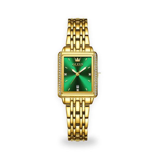 OLEVS 9995 Women's Gold Bracelet Watch - Green Dial