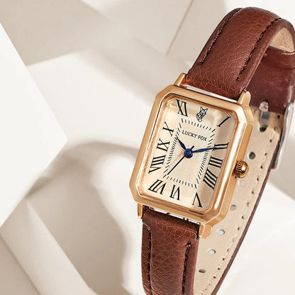 Retro Square Women's Leather Watch