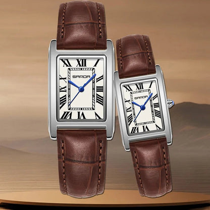 SANDA Vintage Leather Strap Watch